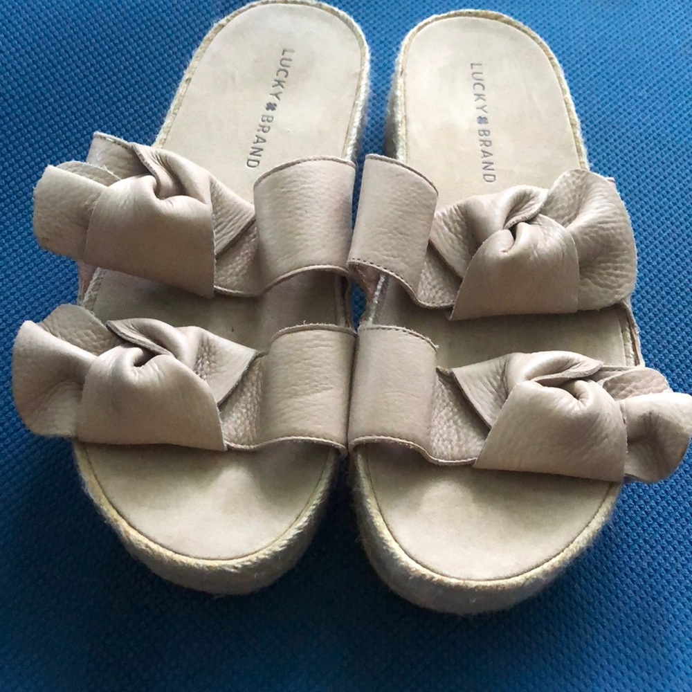 Lucky Brand Leather Platform Espadrille Sandal 9M